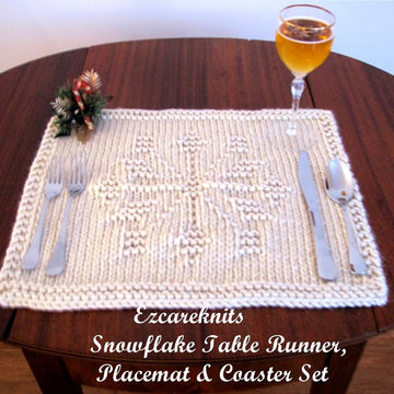 Snowflake Table Runner, Placemat, Coaster Set