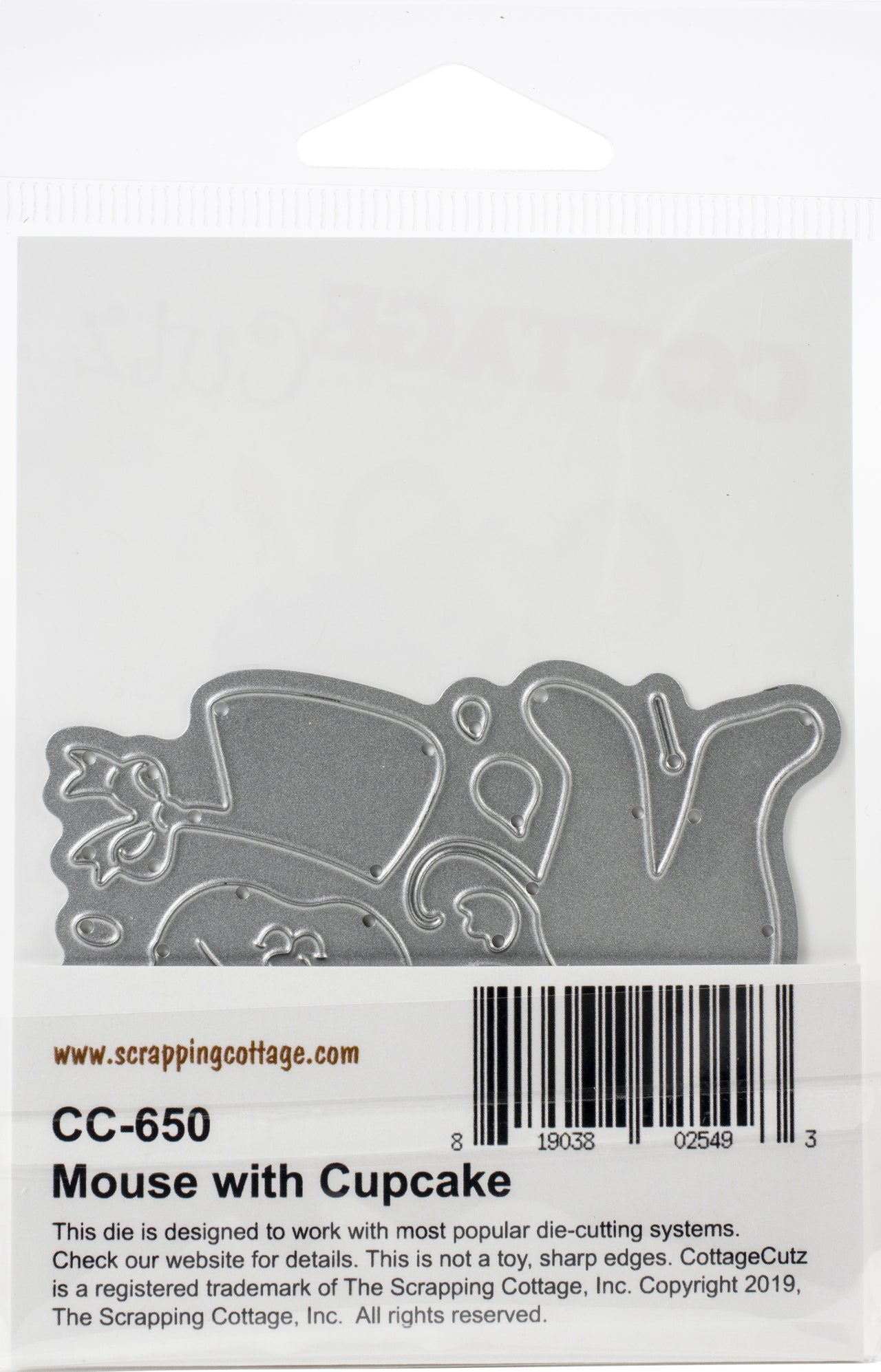 CottageCutz Dies - Mouse W/Cupcake, 2.1"X2.5"