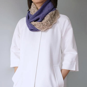 Olivia - lace border loop scarf