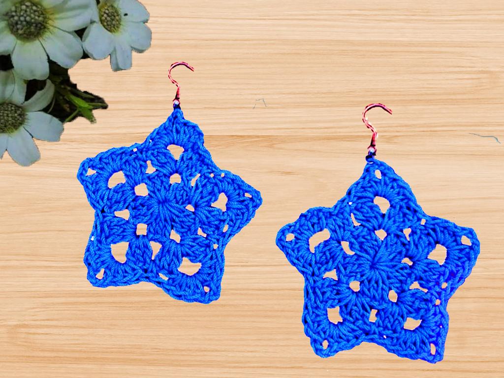 Crochet star earrings PDF + Video Tutorial