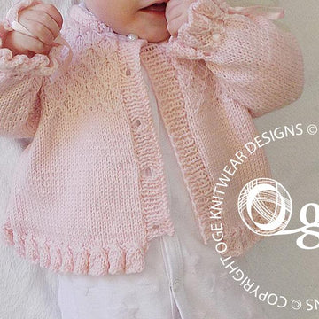 Baby girls sweater with detailed bodice and frilled hemline and cuffs - P025