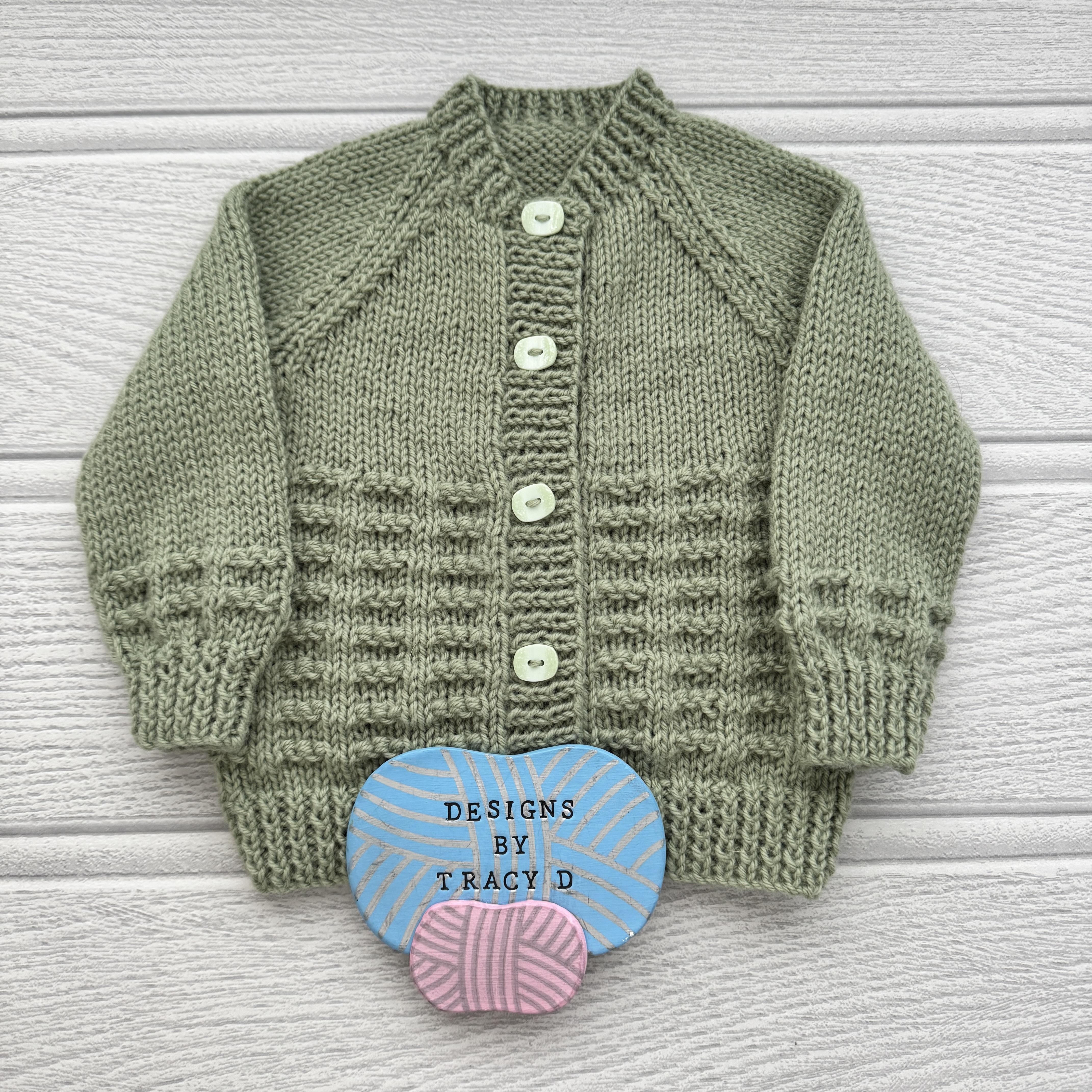 River Baby cardigan knitting pattern 0-9/12mths approx