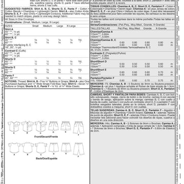 McCall's Infants' Shirts Shorts And Pants M6016 - Paper Pattern Size All Sizes In One Envelope