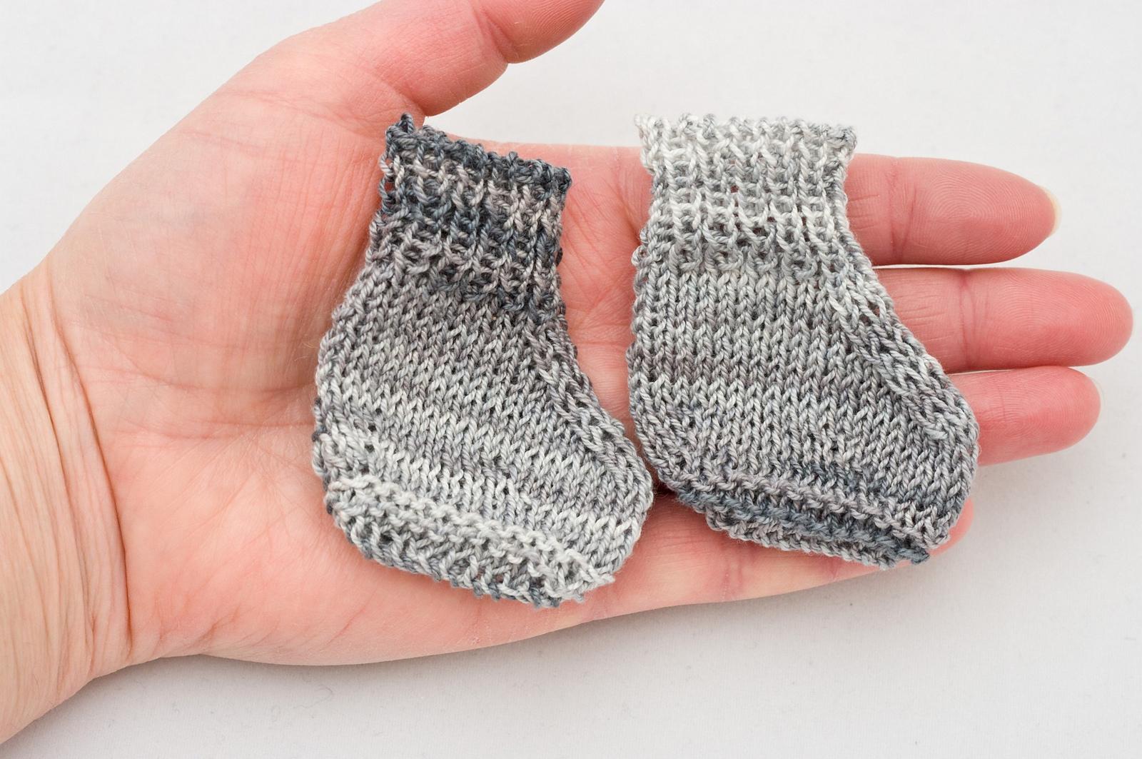 Flat Knitted Tiny Baby or Doll Socks