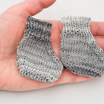 Flat Knitted Tiny Baby or Doll Socks