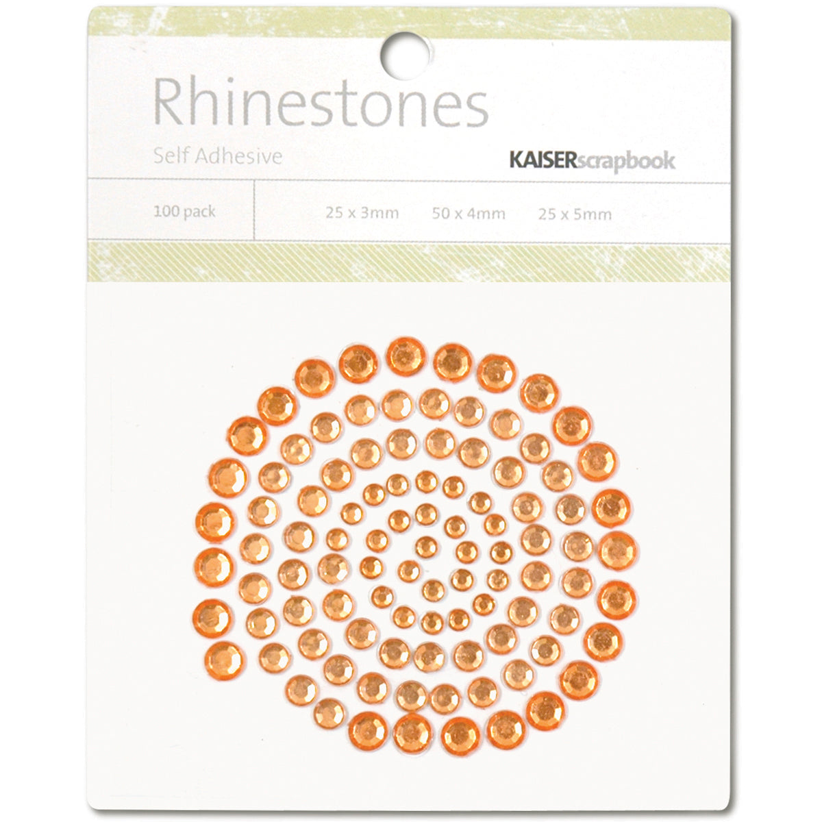 Kaisercraft Adhesive Rhinestones 100/Pkg - Orange