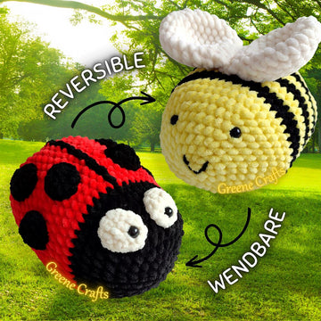 Reversible Bee / Ladybug Plush Toy Crochet Pattern