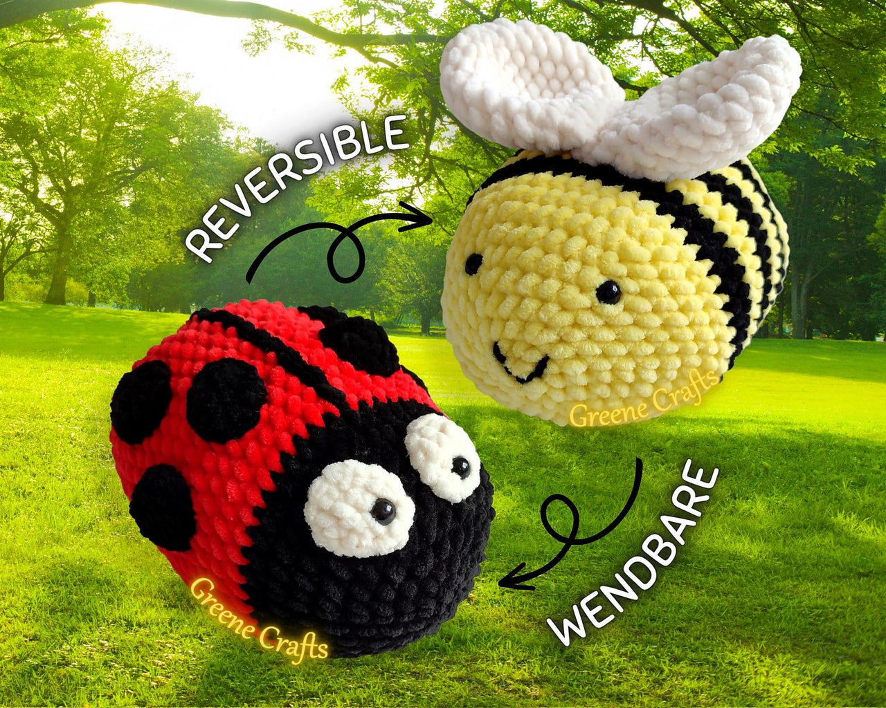 Reversible Bee / Ladybug Plush Toy Crochet Pattern