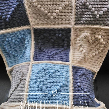 Crochet bobble heart baby blanket