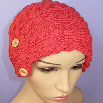 Sideways Button Up Cable Slouch Hat