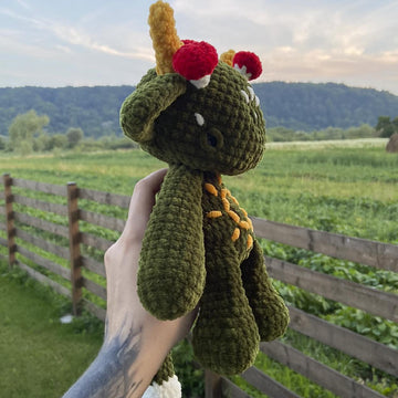Forest Monster | Crochet Pattern | Mysterious creature with three eyes and mushrooms on its head