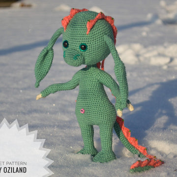 Crochet Pattern Dinosaur Girl Amigurumi toy