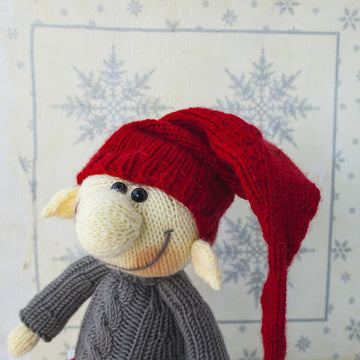 Elf Christmas doll knitted flat