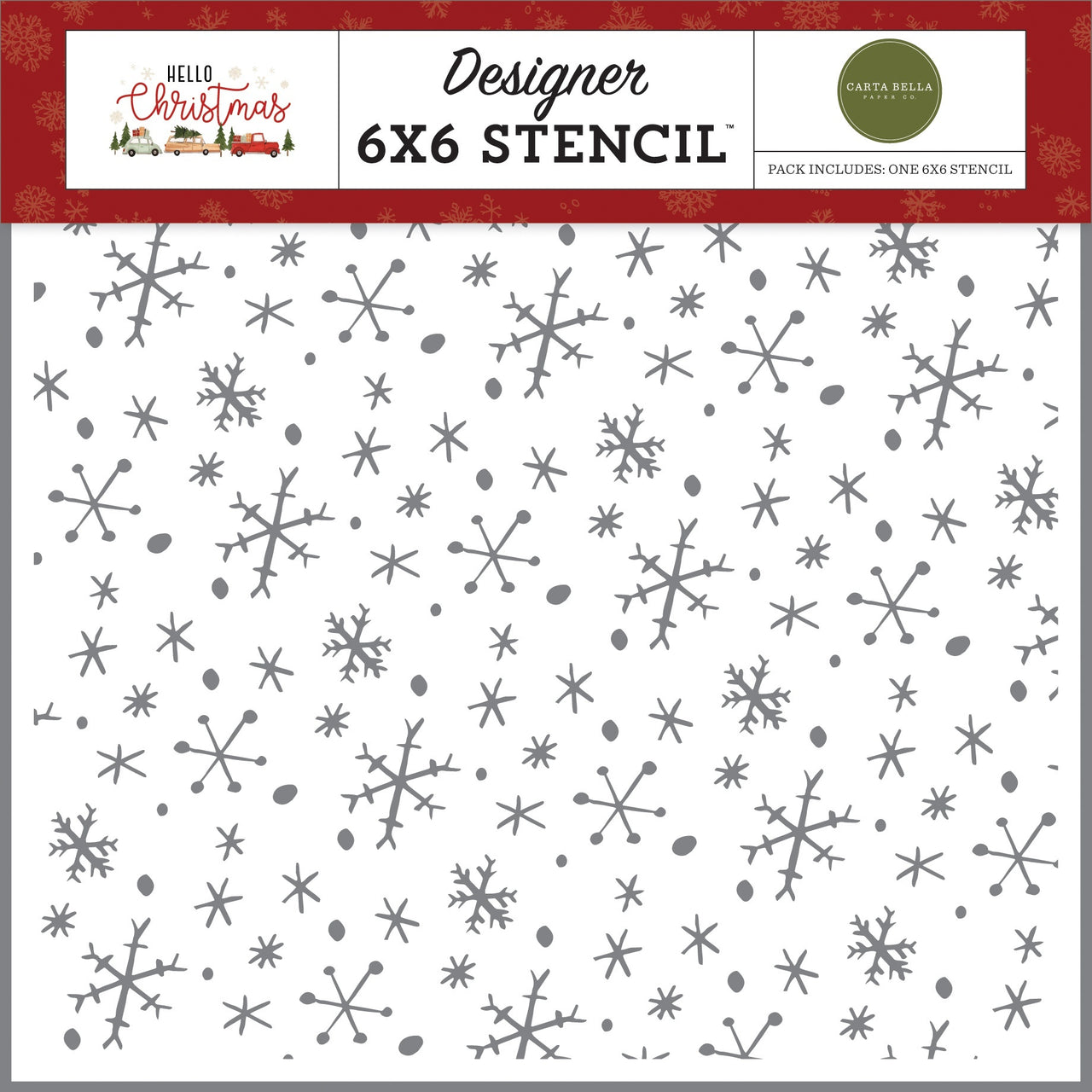 Echo Park Paper Carta Bella Stencil 6"X6" - Wonderland Snowflakes
