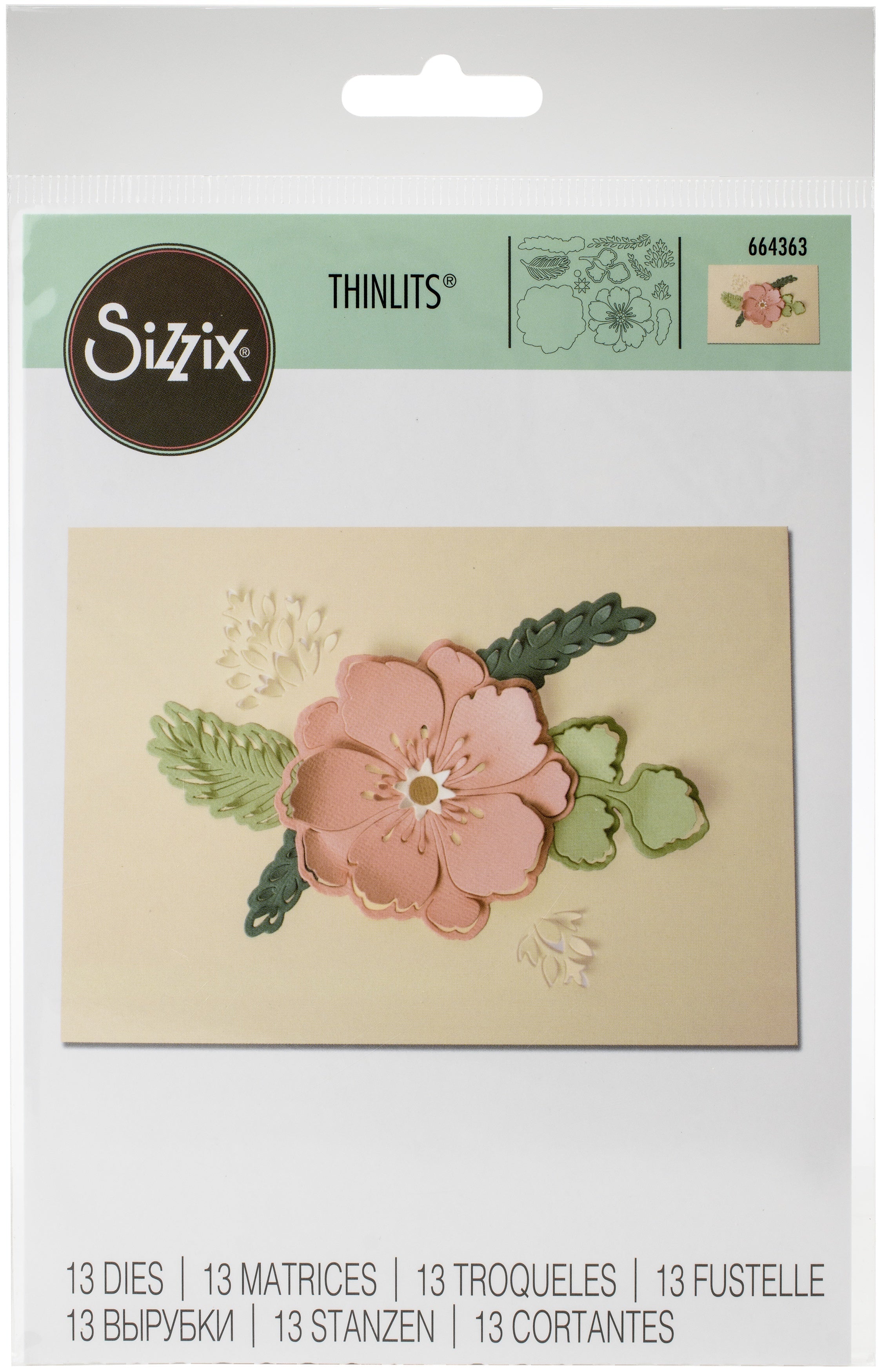 Sizzix Thinlits Dies 13/Pkg - Peony Pop-Up