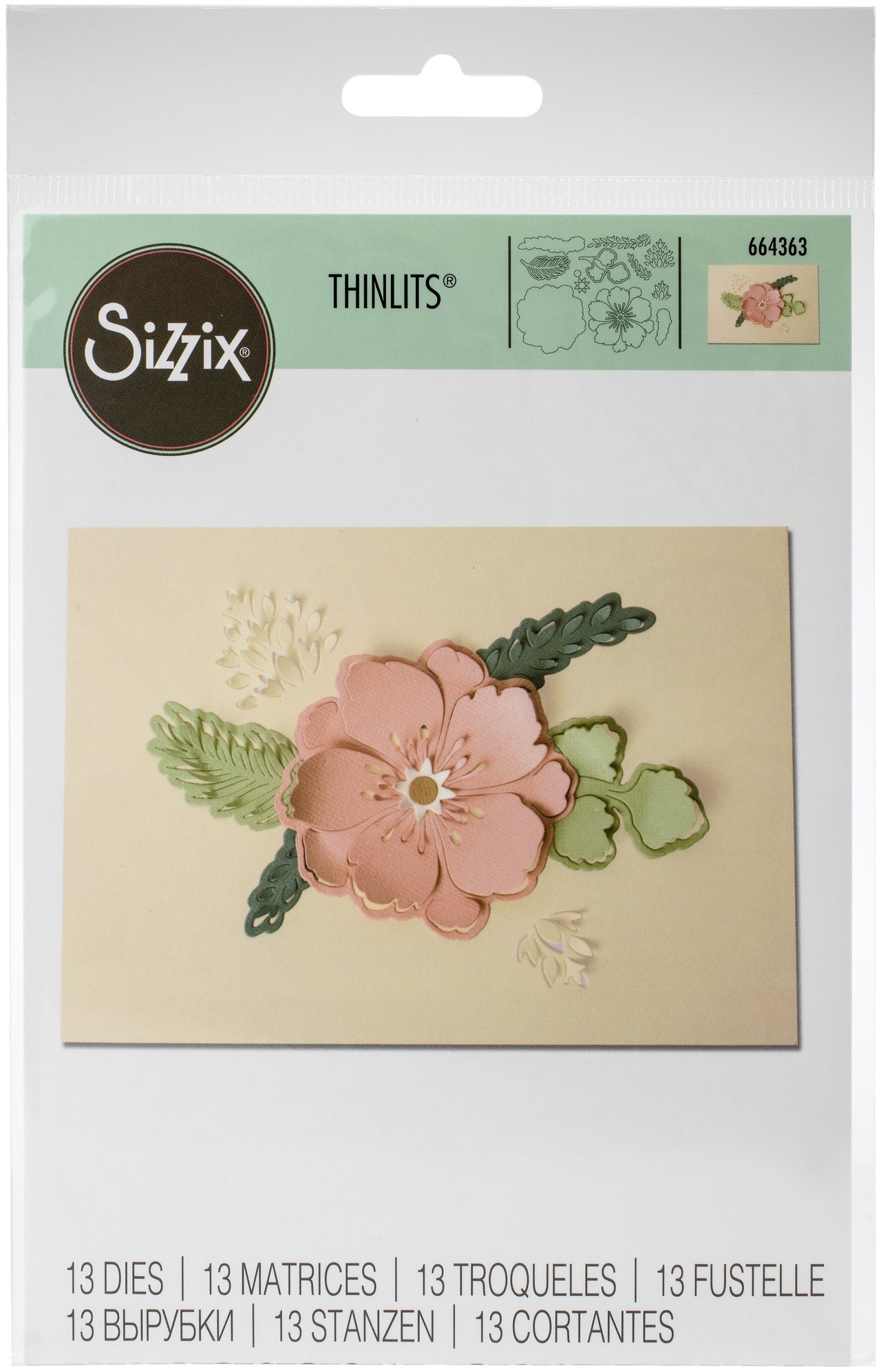 Sizzix Thinlits Dies 13/Pkg - Peony Pop-Up