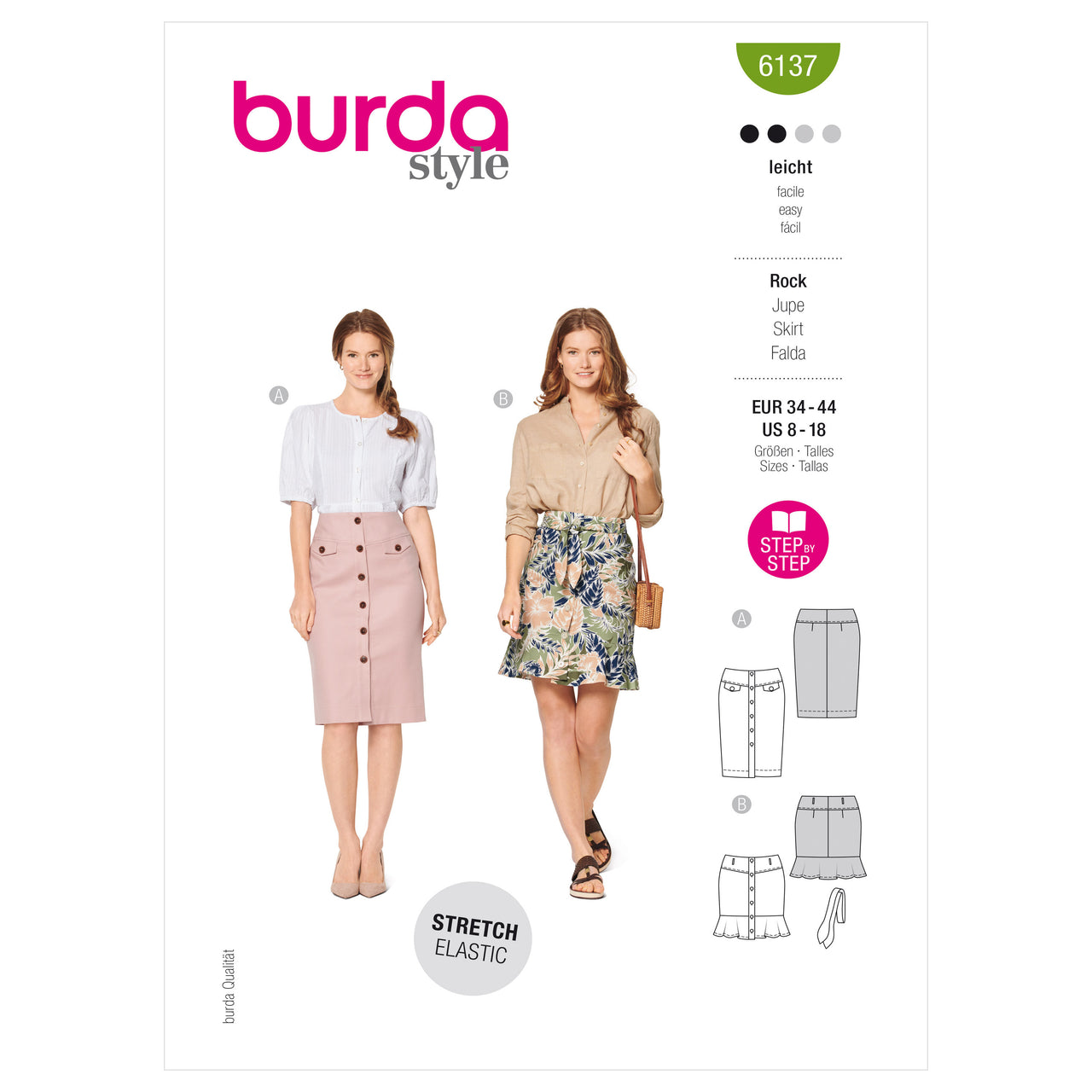 Burda Style Misses' Skirt B6137 - Paper Pattern, Size 8-18