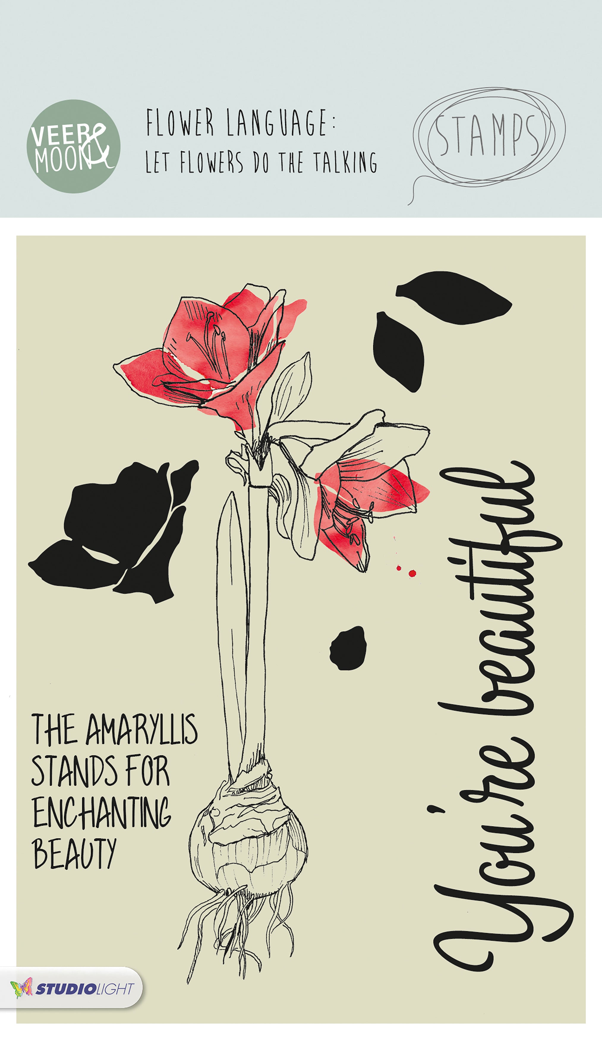 Studio Light Veer & Moon Flower Language A6 Stamps - The Amaryllis Stands For Beauty