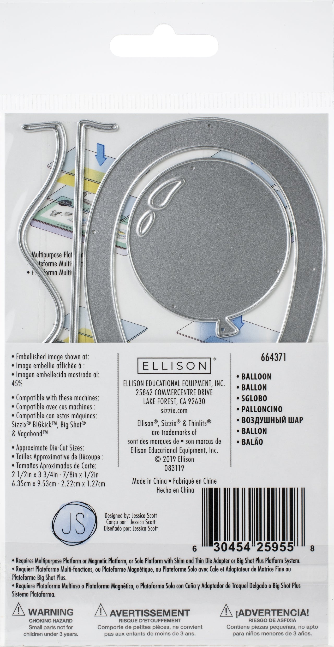 Sizzix Thinlits Dies By Jessica Scott 8/Pkg - Balloon