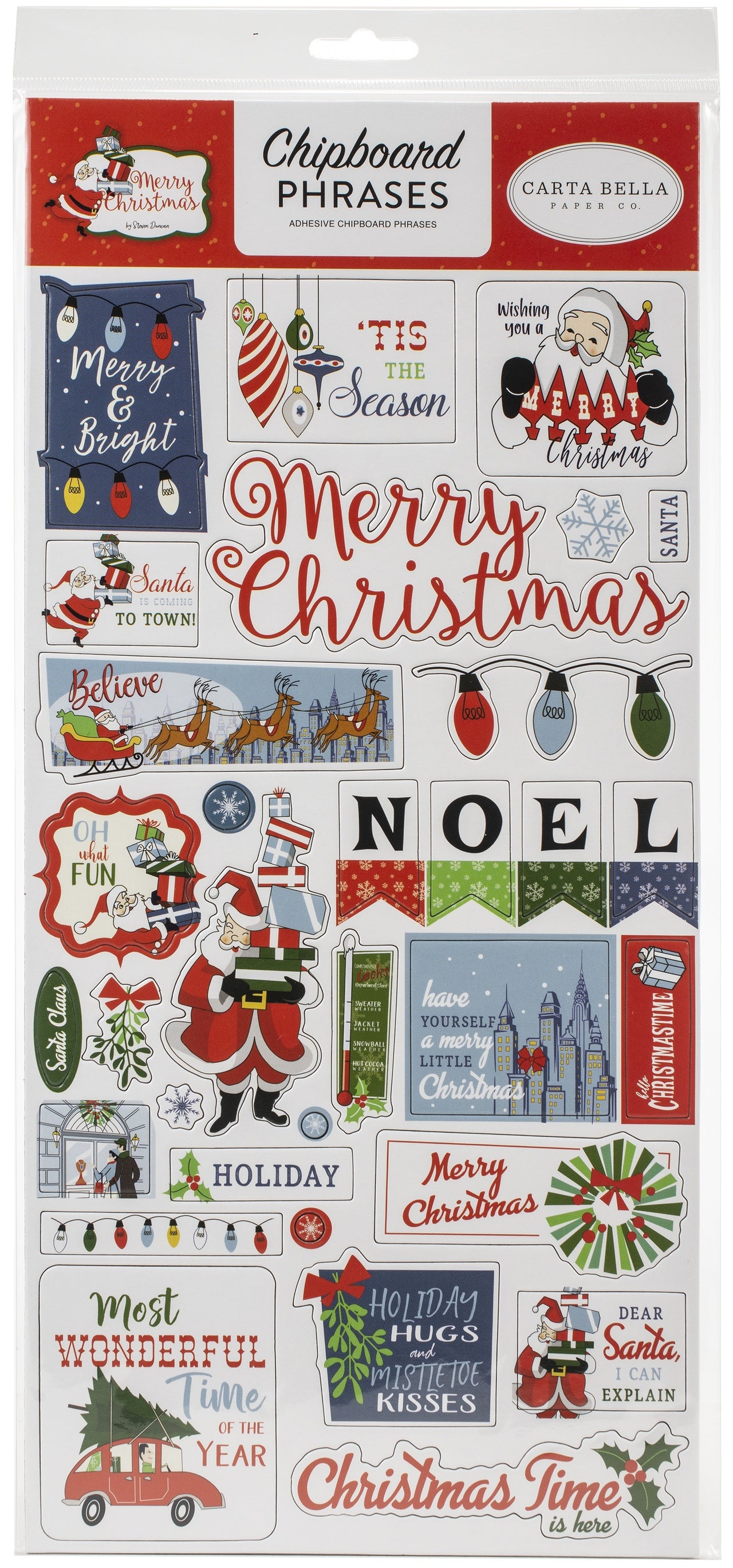 Echo Park Paper Merry Christmas Chipboard 6"X13" - Phrases