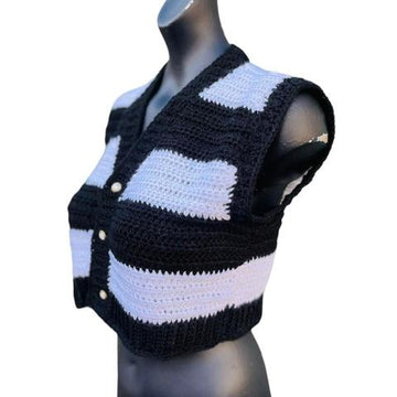 Wednesday Cropped Crochet Waistcoat