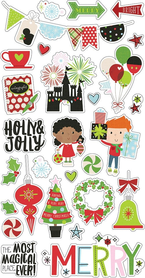 Simple Stories Say Cheese Christmas Chipboard Stickers 6"X12" - 600427