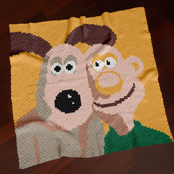 Wallace & Gromit Blanket Cartoon Beagle Dog Dogwarts Throw C2C CROCHET PATTERN
