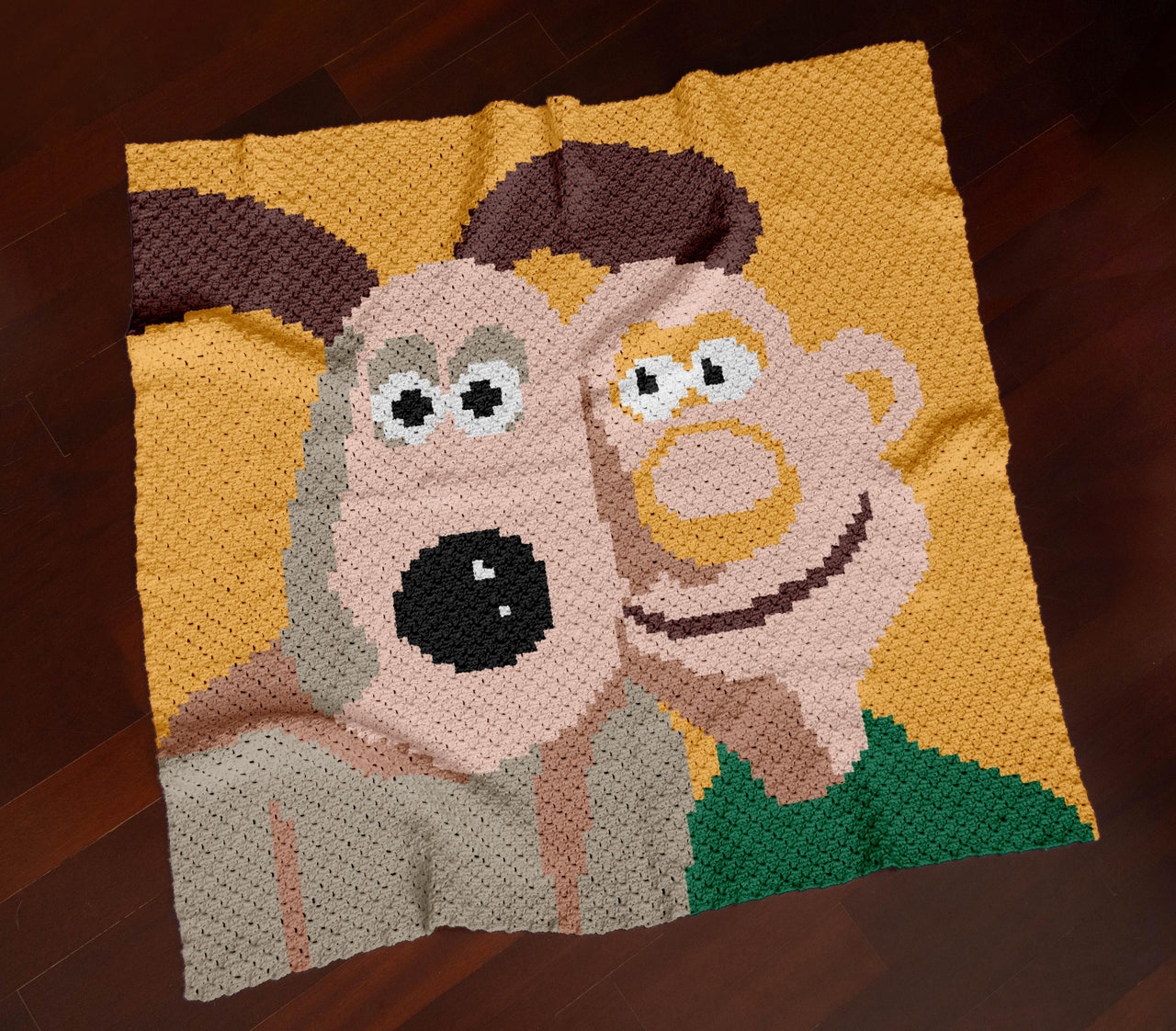 Wallace & Gromit Blanket Cartoon Beagle Dog Dogwarts Throw C2C CROCHET PATTERN