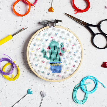 The Make Arcade Cute Cactus Mini Cross Stitch - 3in