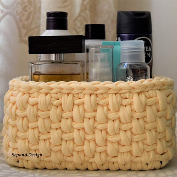 Tshirt yarn basket One Back Loop- Crème