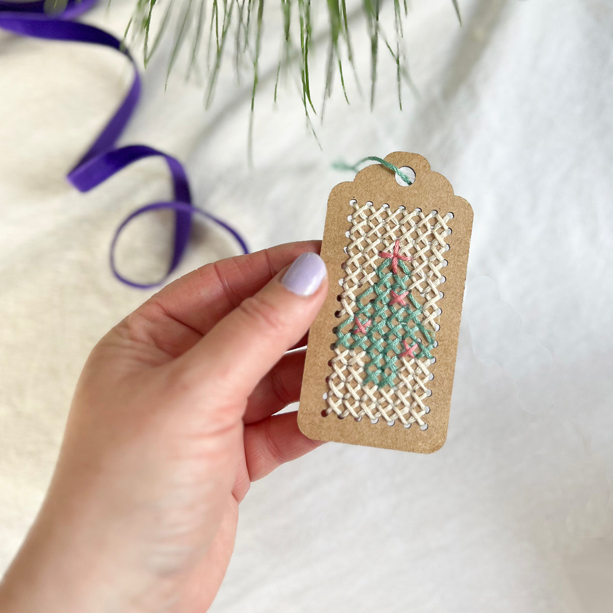 The Make Box The Wooden Cross Stitch Tags Cross Stitch Kit - 24x11.4x2