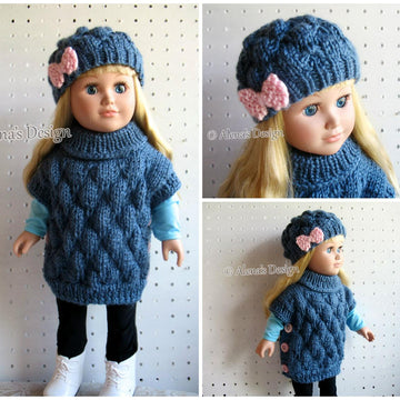 Slouchy Bow Hat & Pullover Poncho