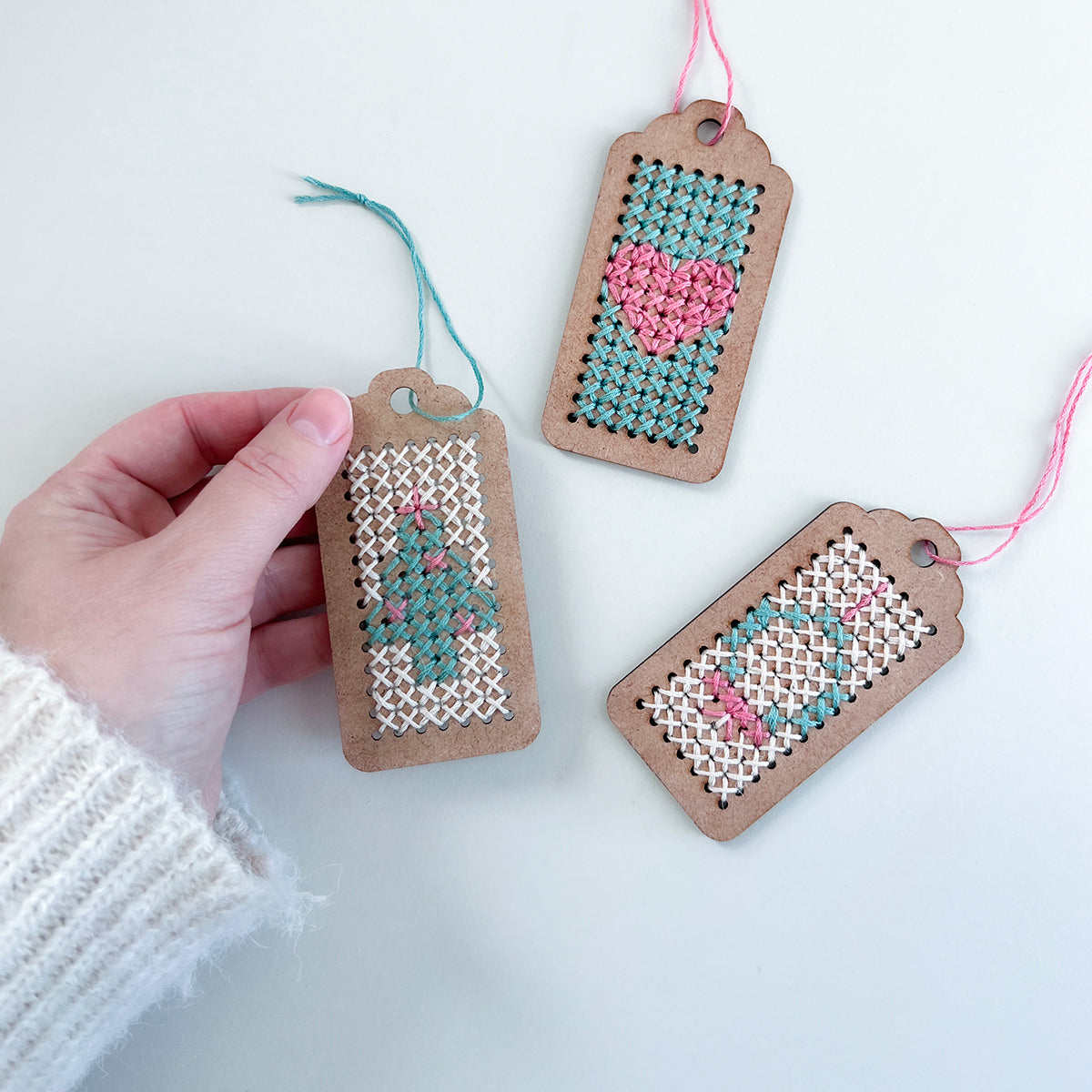 The Make Box The Wooden Cross Stitch Tags Cross Stitch Kit - 24x11.4x2