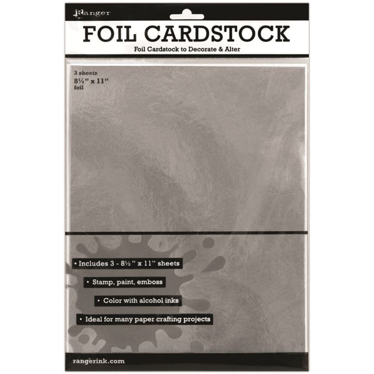 Ranger Inkssentials Foil Cardstock 3/Pkg - Silver 8.5"X11"