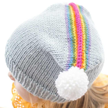 Rainbow Double Pom Pom Hat