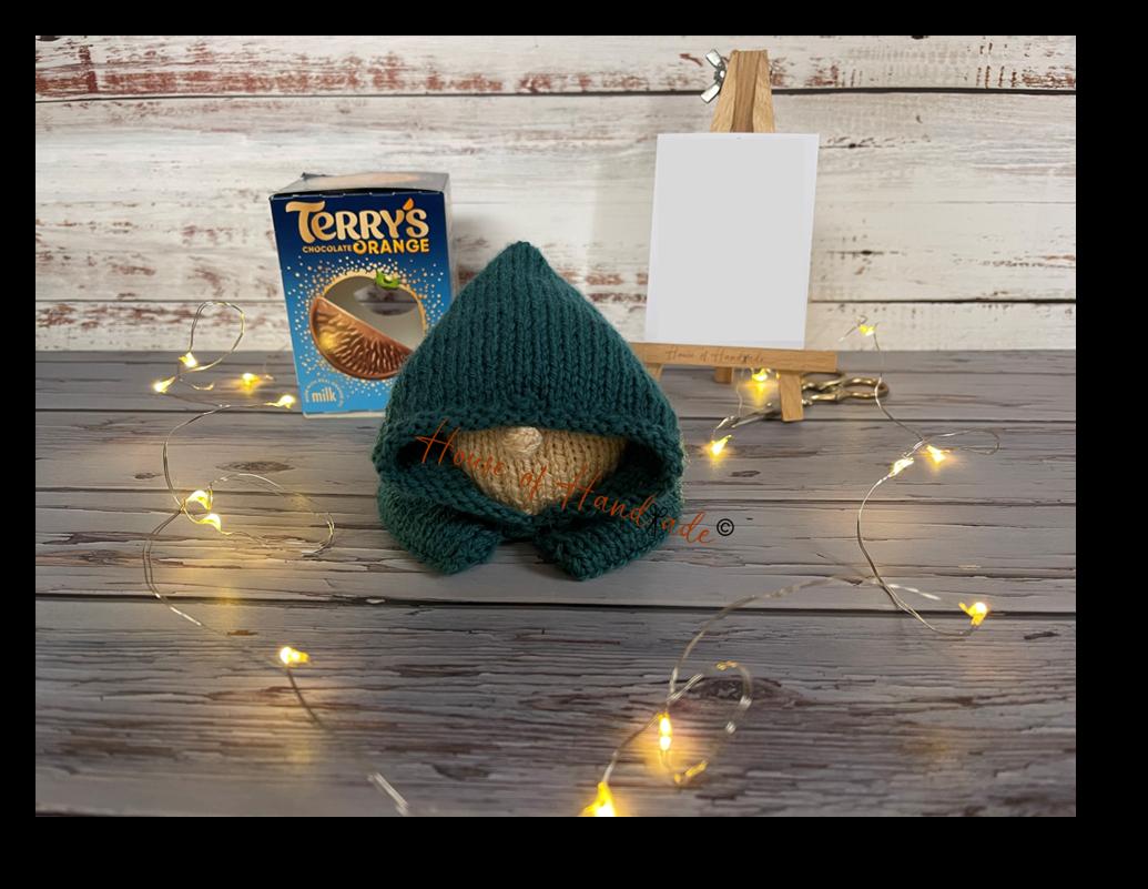 Hooded Cloak Chocolate Orange Cover Knitting Pattern