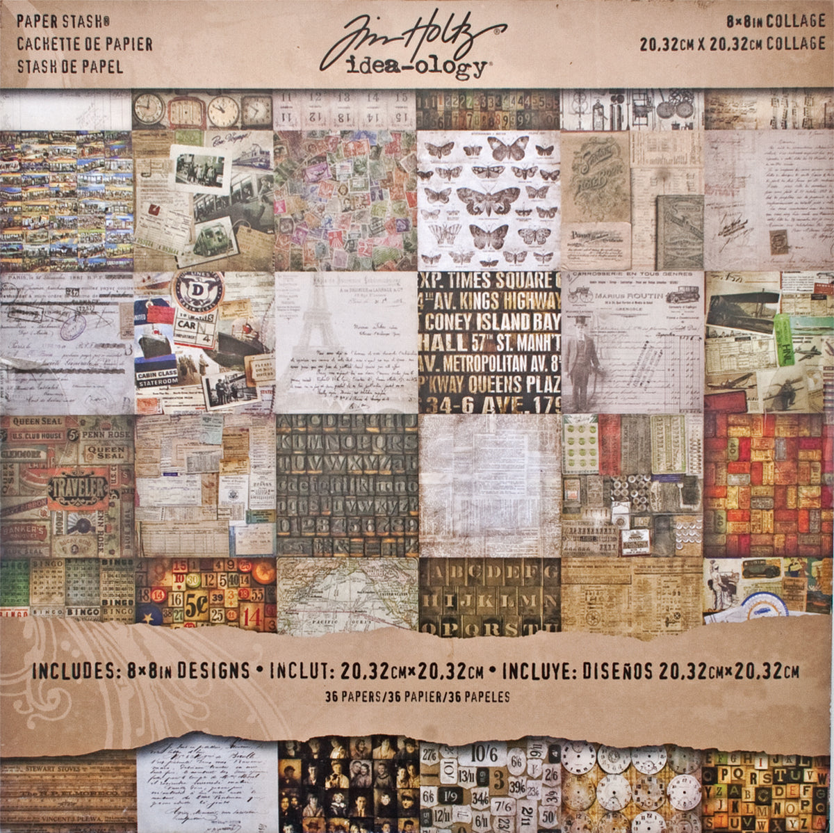 Advantus Idea-Ology Paper Stash Double-Sided Paper Pad 8"X8" 36/Pkg - Collage, 36 Designs/1 Each