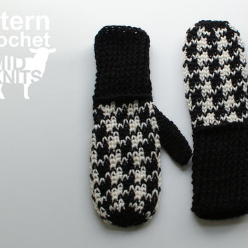 Crochet Houndstooth Mittens (2016007)