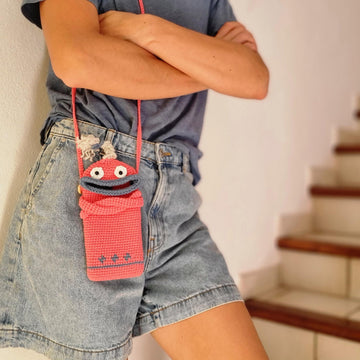 Funny monster small phone pouch crossbody bag crochet pattern T41