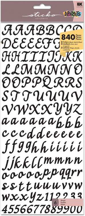 Sticko Alphabet Stickers - Black, Gold & Silver Small