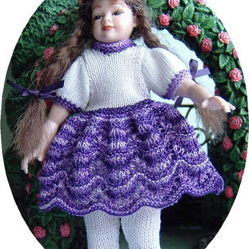 1:12th scale Girls Lace dress with puff sleeves