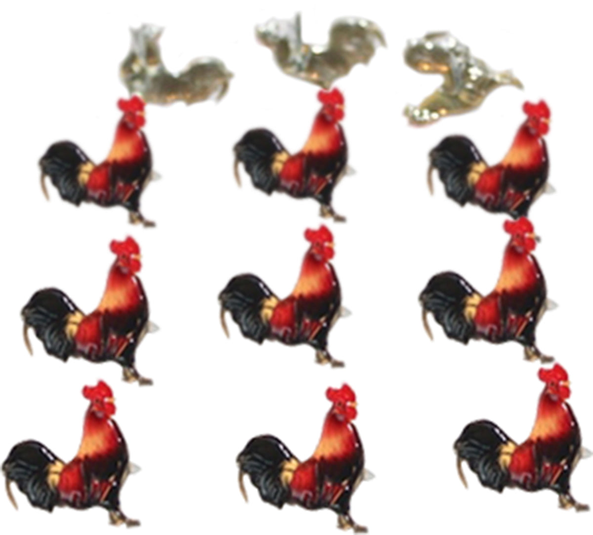 Eyelet Outlet Shape Brads 12/Pkg - Rooster