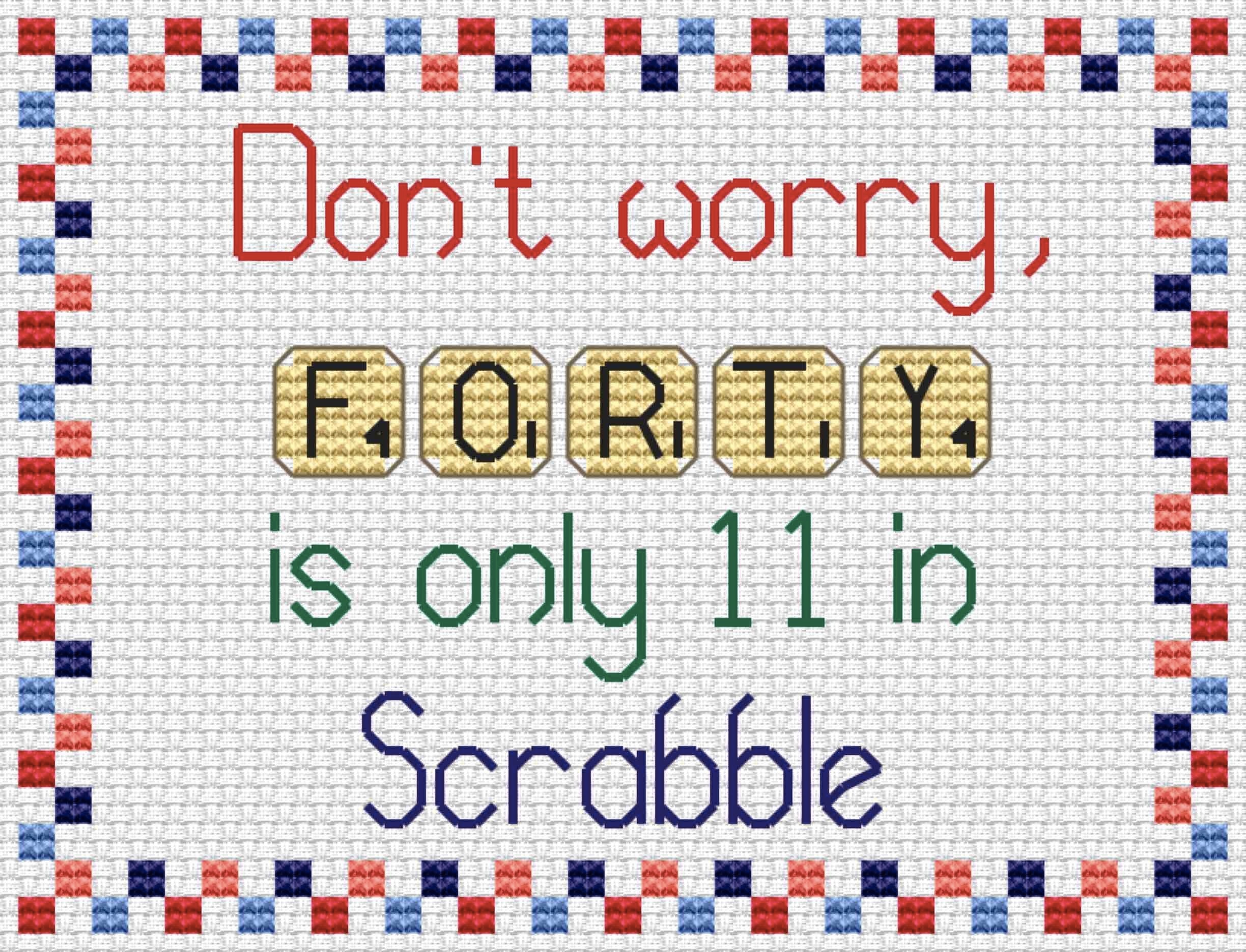 Scrabble 40 Cross Stitch PDF Pattern