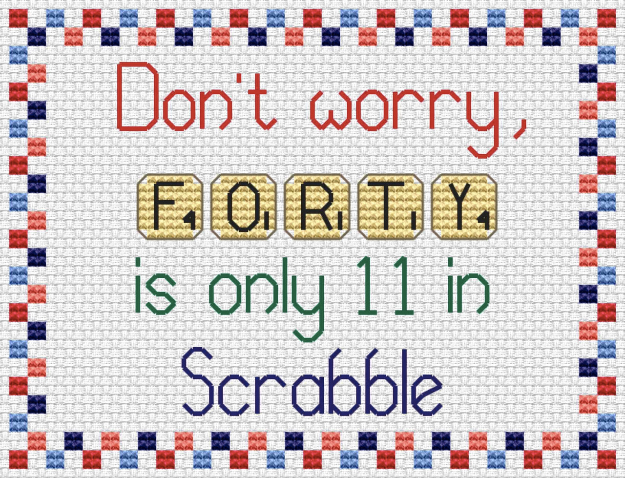 Scrabble 40 Cross Stitch PDF Pattern