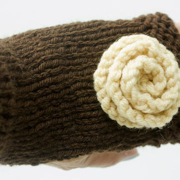 Knit Flower Wrist Warmers