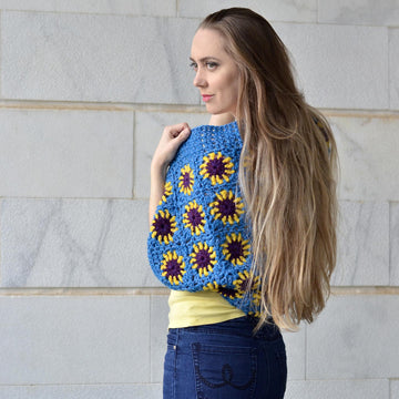 Atomic Sunflowers crochet cardigan