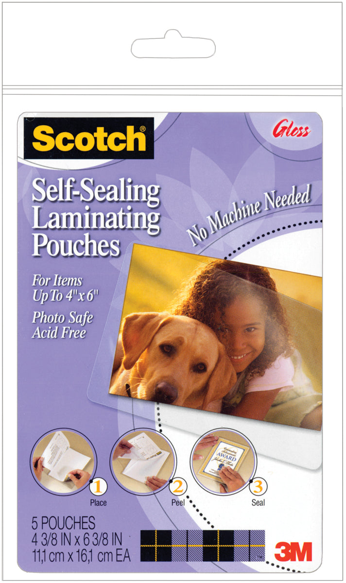 Scotch Self-Sealing Laminating Pouches 5/Pkg - 4"X6"