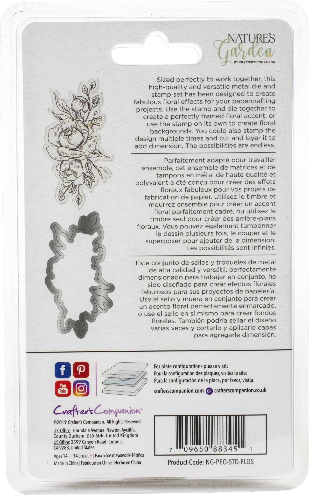 Crafter's Companion Nature's Garden Peony Stamp & Die - Floral Spray