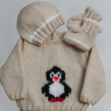 Penguin Sweater, Hat and Bootees