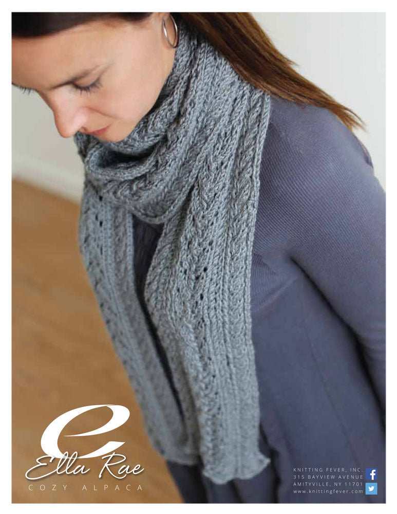 Cable Scarf in Ella Rae Cozy Alpaca - ER11-01 - Downloadable PDF